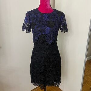Trina Turk Navy black lace dress 0
